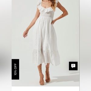 ASTR COTTAGE EYELET RUFFLE MIDI DRESS